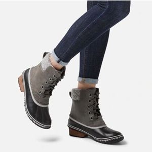 Sorel Slimpack II Lace Up Leather Gray Quarry Waterproof Winter Duck Boots 8.5